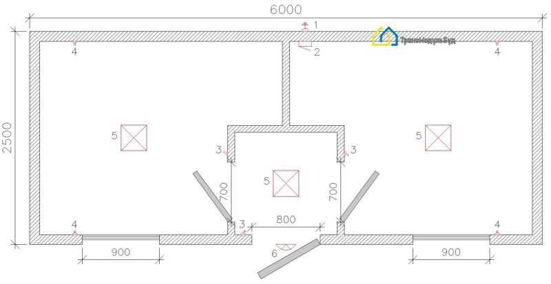Бытовка офисная двухкомнатная с тамбуром БМ 2.3 - 1/3