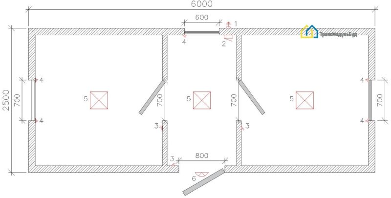 Бытовка офисная двухкомнатная БМ 2.4 - 1/3
