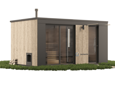 Модульная баня с панорамным окном БМ 8.3 фото