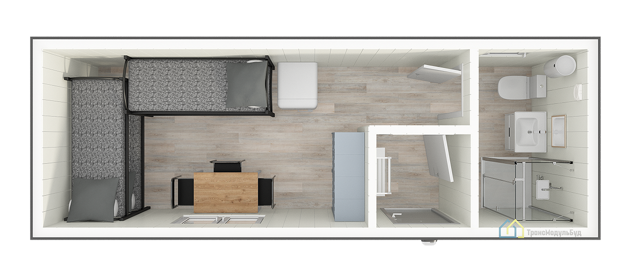 Бытовка строительная с тамбуром и санузлом БМ 2.7 - 2/2